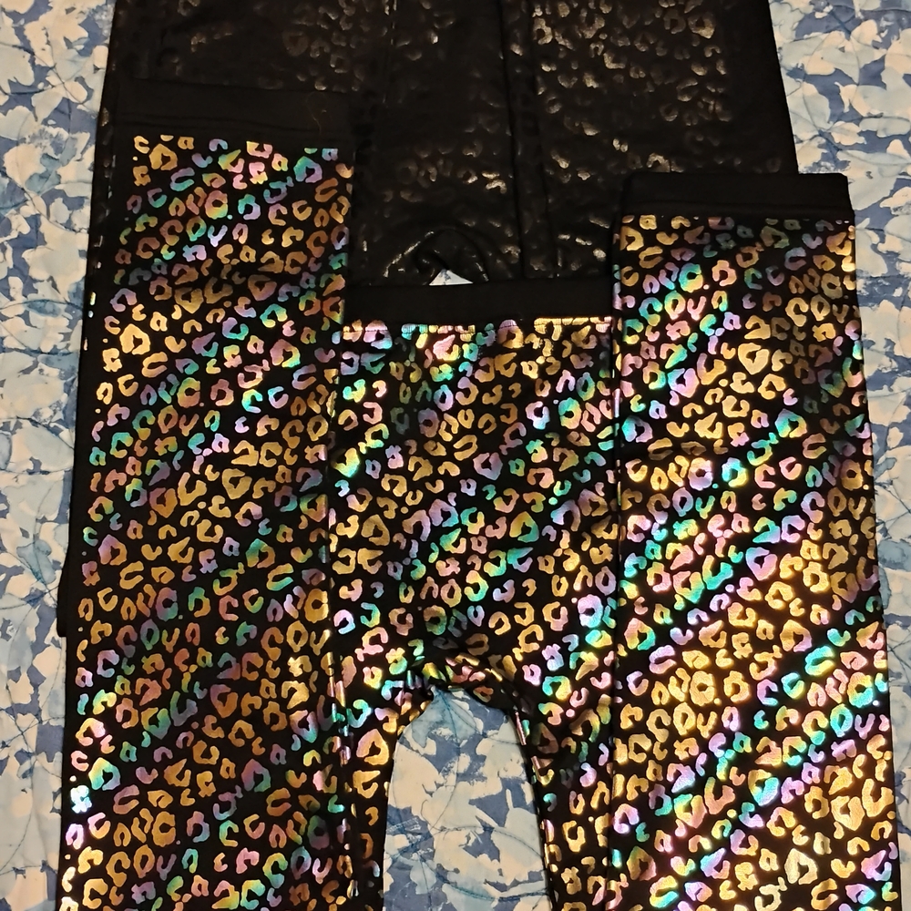 The Children's Place Black and Multicolor Leopard Leggings size XXL